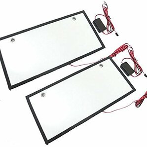 30日保証 LEDナンバープレート 字光式 装飾フレーム 電光式 全面発光 12V/24V兼用 超高輝度 極薄8mm 普通車 小型車 軽自動車 防水 1台 2枚の画像3