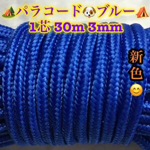 ☆★パラコード★☆１芯 ３０m ３mm☆★ ブルー ★手芸とアウトドアなど用★