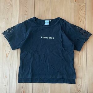 ブランシェス コンバース☆星レース ロゴ Tシャツ カットソー 黒 130 半袖