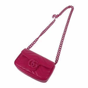 【GUCCI】GGマーモント ベルトバッグ チェーンバッグ 699757 レザー フューシャピンク レディース【バッグ】