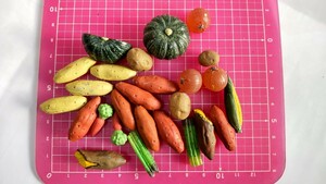  vegetable various pumpkin, sweet potato, roasting corm, potato, sphere leek, corn,aspala, carrot etc. food miniature toy 