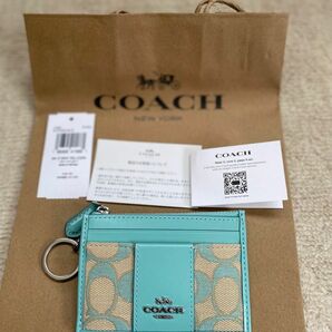 （新作・未使用）COACHミニスキニーIDケース・シグネチャー　ジャカード