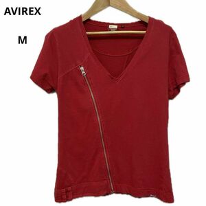 美品 AVIREX アヴィレックス Tシャツ 半袖 レッド M おしゃれ