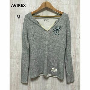 AVIREX Avirex stretch long sleeve gray M stylish 