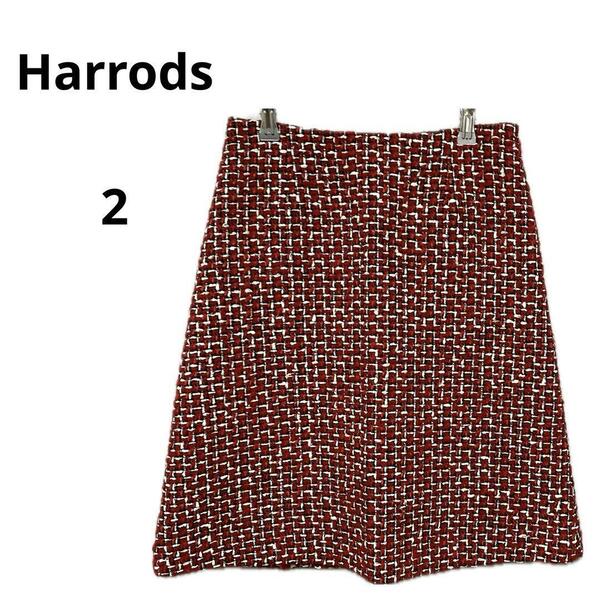 美品 Harrods ハロッズ スカート レッド 2 ウール モヘア