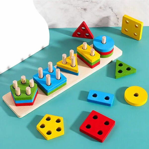 木製 パズル 文字 数字 形 色のマッチング モンテッソーリ おもちゃ 教育玩具 知育玩具 子供 玩具 積み木 木のおもちゃ