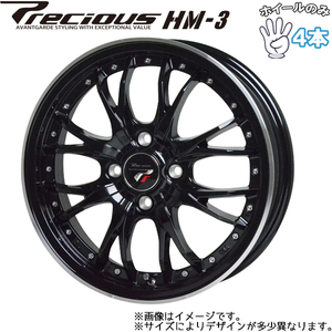 アルミホイール 4本 16インチ プレシャス HM-3 6.0×16 +40 4H100 ブラック GR系フィット シエンタ 軽自動車 ツライチ 引っ張り