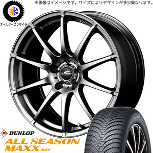 205/60R16 レガシィ ダンロップ マックス シュナイダー 16インチ 6.5J +48 5H100P オールシーズンタイヤ ホイールセット 4本