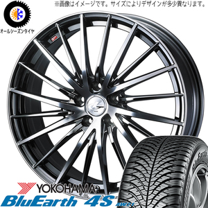 205/55R16 アクア Y/H BluEarth 4S AW21 レオニス FR 16インチ 6.0J +42 4H100P オールシーズンタイヤ ホイールセット 4本