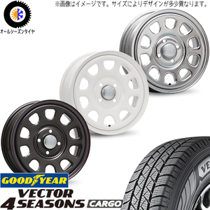 195/80R15 ジムニーシエラ Vector カーゴ MLJ デイトナSS 15インチ 6.0J ±0 5H139.7P オールシーズンタイヤ ホイールセット 4本