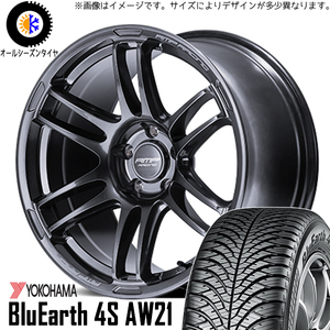 225/45R18 レガシィB4 ヨコハマ AW21 RMP RACING R26 18インチ 7.5J +48 5H100P オールシーズンタイヤ ホイールセット 4本