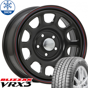 215/65R16 キャラバン BS BLIZZAK VRX3 16インチ MLJ デイトナ SS 6.5J +45 6H139.7P スタッドレスタイヤ ホイールセット 4本