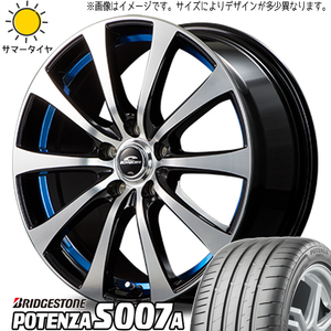 225/55R17 サマータイヤホイールセット フォレスター etc (BRIDGESTONE POTENZA S007A & SCHNEIDER RX01 5穴 100)