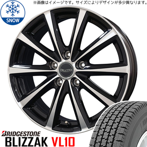 145R12 6PR スタッドレスタイヤホイールセット ハイゼットジャンボ etc (BRIDGESTONE VL1 & DILETTOM10 4穴 100)