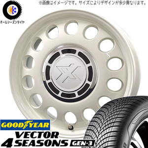 185/65R15 オールシーズンタイヤホイールセット クロスビー etc (GOODYEAR Vector & XBLOOD STEELE 4穴 100)