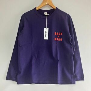 新品未使用/Jackman/BACK TO BACK/刺繍長袖Tシャツ/サイズL/PURPLE/NAVY/日本製/ジャックマン/アメリカンコットン100％/米綿100％