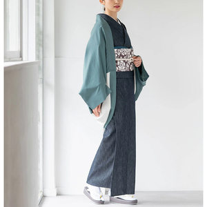  kimono for cardigan |pi-chi satin white × green Quruli 