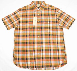 ●J.PRESS半袖ボタンダウンシャツ(XL,赤黒灰黄チェック,NS0416)新品