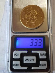 美品。旧ニ十園金貨大日本 古銭金貨明治三年33.3グラムアンティーク コインコレクター放出品。鑑定書付き。