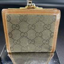 【美品】1円〜 GUCCI グッチ 折財布 財布 がま口 インターロッキング レザー GG キャンバス ロゴ メンズ レディース ブラック ウォレット_画像3