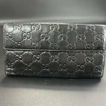 1円〜 GUCCI グッチ 長財布 財布 レザー ラブリーハート ロゴ金具 ブラック 黒系 ウォレット Wallet メンズ レディース_画像2