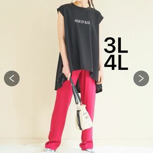 大きいサイズ　3L 4L カットソー　Tシャツ　タンクトップ　ノースリーブ　ブラック　フレンチスリーブ