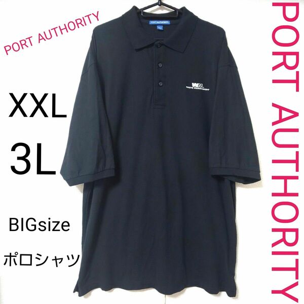 PORT AUTHORITY 3L ポロシャツ 半袖 黒 2XL 大きいサイズ 半袖ポロシャツ ブラック 2XL 古着 XXL