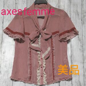 axes femme 半袖ブラウス　フリル　リボン　◇美品◇