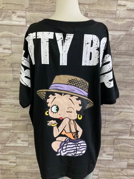 新品　ベティちゃんBettyBoop ベティブープドルマン半袖Tシャツゆったりハットブラック