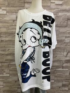 新品　ベティちゃんBettyBoop ベティブープドルマン半袖Tシャツゆったりカチューシャホワイト