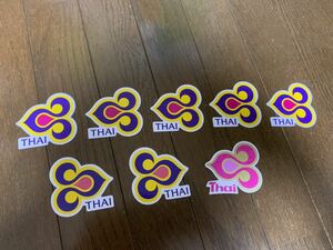 新品未使用 タイ航空 シール ステッカー 8枚セット 旧ロゴデザイン ピンク Thai Airways