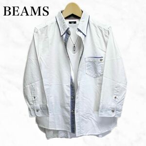 BEAMS HEART 七分袖シャツ　シンプル　トップス　白ホワイト系