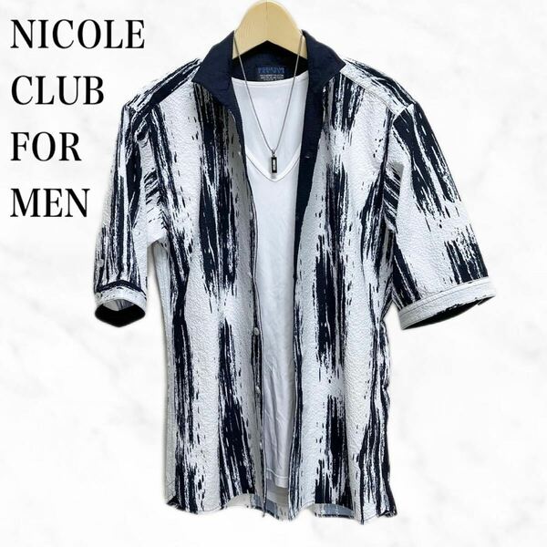 NICOLE CLUB FOR MEN 半袖シャツ　トップス　ポリエステルシャツ