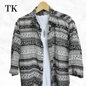 TK 総柄シャツ　七分袖シャツ　トップス　羽織もの　タケオキクチ