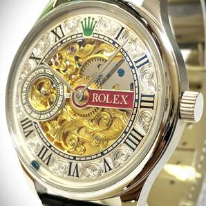 ☆圧倒的存在感【ロレックス/ROLEX】豪華彫金/スケルトン/1942年/手巻き /アンティーク/腕時計メンズ/OH済/動作良好/懐中時計ムーブメント