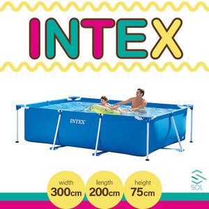 正規品 インテックス プール 3m 3メートル 大型 INTEX フレームプール 夏 自宅 家 ペット 水遊び 子供 大人 長方形 300cmX200cmX75cm