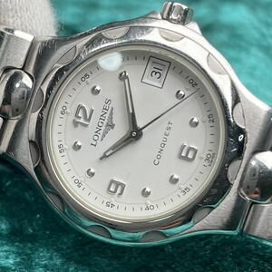 11 LONGINES CONQUEST L1 131 4 QZ ロンジン コンクエスト SS ホワイトアラビアダイヤル綺麗 サファイアガラス綺麗 オリジナルブレス 美品