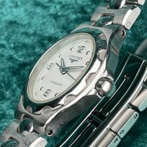 11 LONGINES CONQUEST L1 131 4 QZ ロンジン コンクエスト SS ホワイトアラビアダイヤル綺麗 サファイアガラス綺麗 オリジナルブレス 美品_画像5