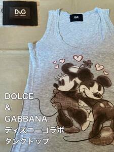 ITALY製 美品 DOLCE&GABBANA ドルチェ＆ガッバーナ DISNEY ディズニー ミッキーマウス ミニーマウス タンクトップ ノースリーブ ドルガバ