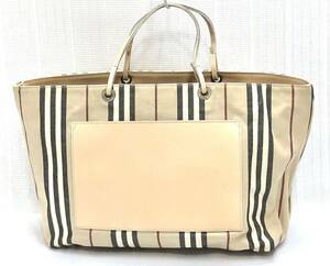 Burberry ストライプ　キャンバス＆レザー　バッグ　18684703