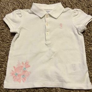 ラルフローレン ポロシャツ RALPH キッズ POLO LAUREN 女の子 ベビー服 半袖　80〜90 白　ホワイト　刺繍入り