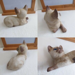 幅19cm 加藤工芸 シャム猫 陶器製 置物 ガラスアイ 仔猫 子猫 ブルーアイの画像8