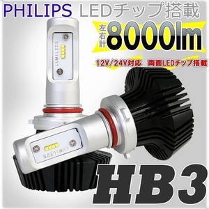 フィリップス LEDキット 8000lm HB3 フィリップスブランドLEDチップ搭載 左右セット 12V/24V
