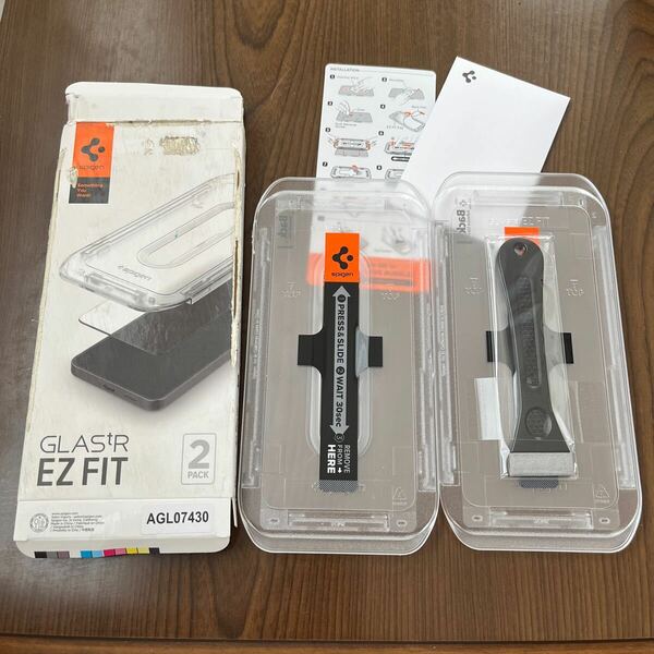 605p0627☆ Spigen Galaxy S24 Plus 用 ガラスフィルム 貼り付けキット付き ギャラクシー S24plus 対応 EZ Fit 保護 フィルム 2枚入