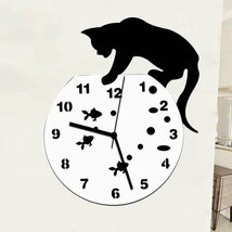 黒猫 金魚 アンティーク インテリア 壁掛け 時計壁掛け時計_画像2