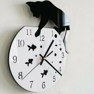 黒猫 金魚 アンティーク インテリア 壁掛け 時計壁掛け時計