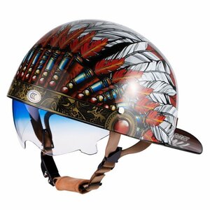人気新品バイクヘルメット 内蔵サングラス 半帽ヘルメット 男女兼用 軽量レトロ野球帽M、L、XL、2XLサイズ 選択可 9色
