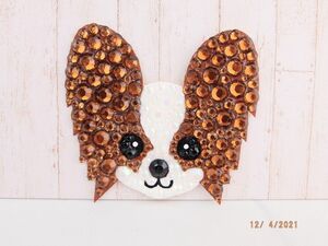 ☆パピヨン(茶、ブラウン)☆ ハンドメイド シール ステッカー デコ