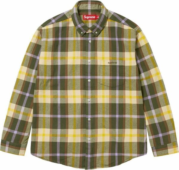 24SS SALE 新品未使用 supreme 23AW rapid flannel shirt Green yellow purple medium M シュプリーム シャツ classic logo ロゴ