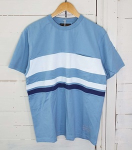 T1959[サンプル品]CLUCT(クラクト)Tシャツ 半袖 ボーダー ポケットTシャツ ライトブルー 02777 Lサイズ